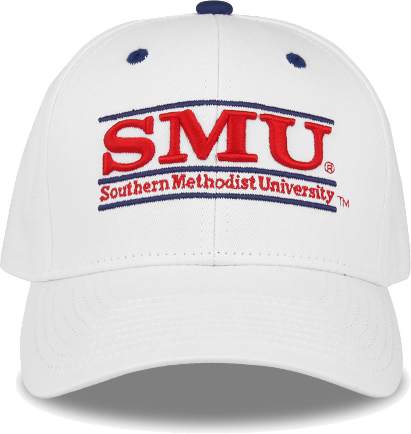 The Game Men's Southern Methodist Mustangs White Bar Adjustable Hat product image