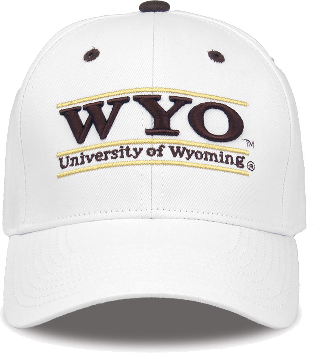 The Game Men's Wyoming Cowboys White Bar Adjustable Hat