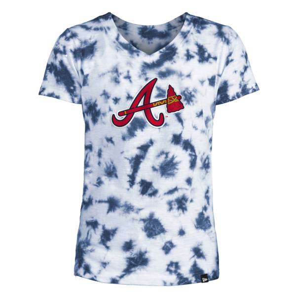 New Era Youth Girls' Atlanta Braves Blue Tie Dye V-Neck T-Shirt product image