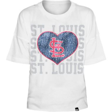 sorry, New Era Youth Girls' St. Louis Cardinals White Heart T-Shirt is currently out of stock
