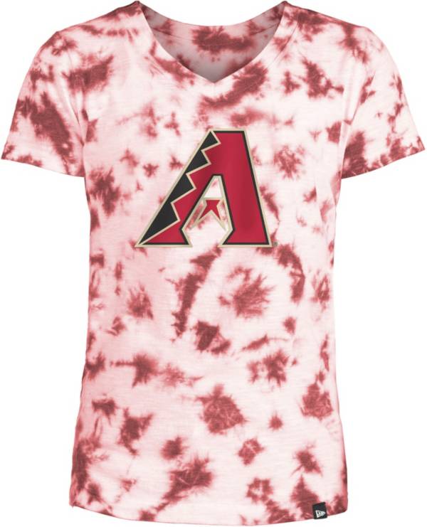 New Era Youth Girls' Arizona Diamondbacks Red Tie Dye V-Neck T-Shirt product image