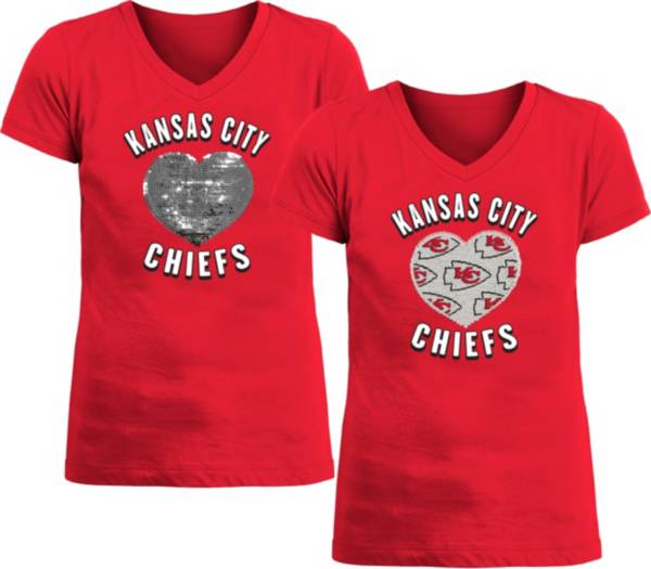 New Era Apparel Girl's Kansas City Chiefs Sequins Heart Red T-Shirt product image