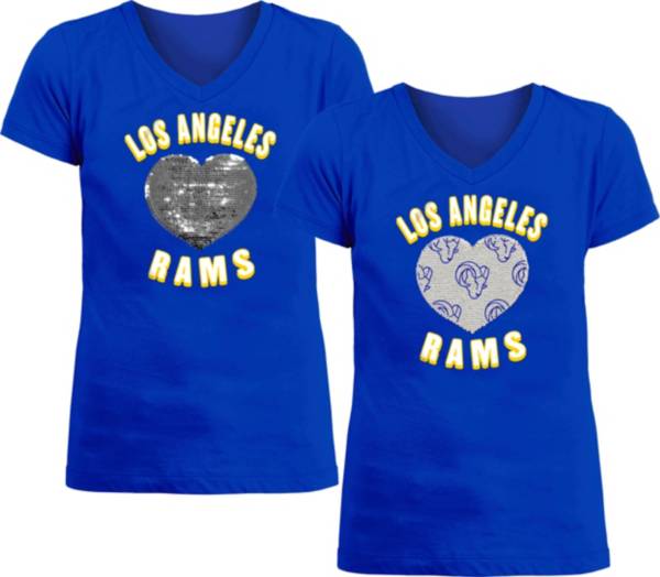 New Era Apparel Girl's Los Angeles Rams Sequins Heart Royal T-Shirt