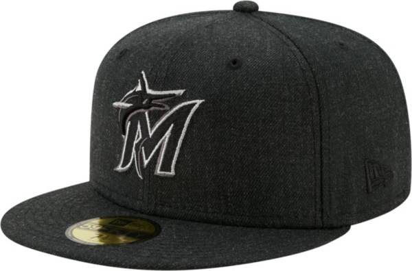 New Era Men's Miami Marlins 59Fifty Black Heather Classic Fitted Hat