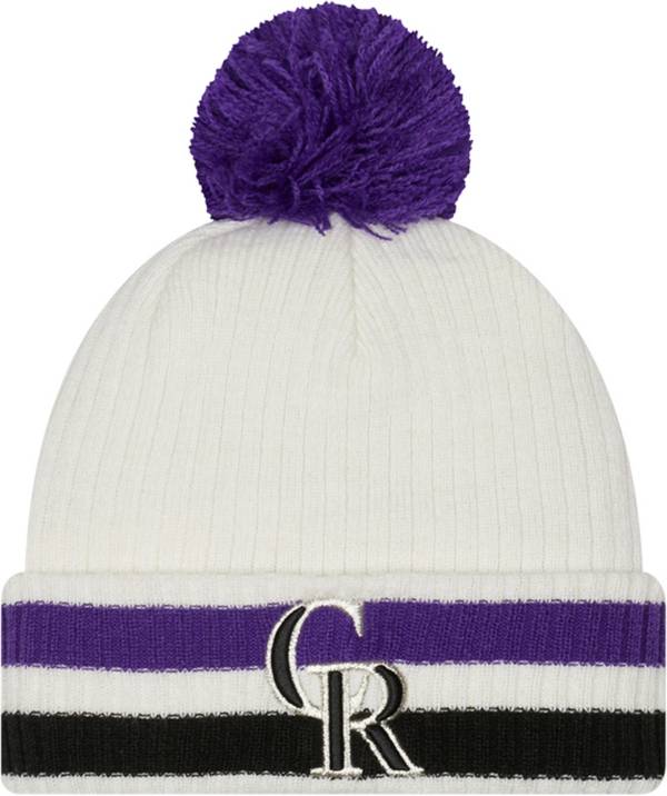 New Era Men's Colorado Rockies White Knit Retro Beanie