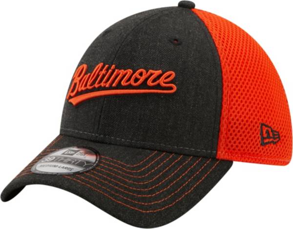 New Era Men's Baltimore Orioles Black 39Thirty Heathered Stretch Fit Hat