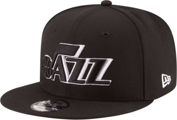 New Era Men's Utah Jazz 9Fifty Black and White Adjustable Snapback Hat