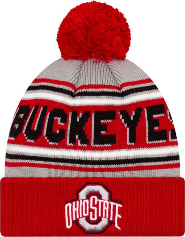 New Era Men's Ohio State Buckeyes Scarlet Cheer Knit Pom Beanie