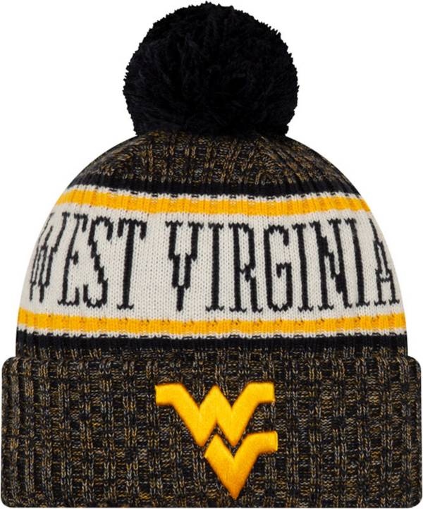 New Era Men's West Virginia Mountaineers Blue Pom Beanie