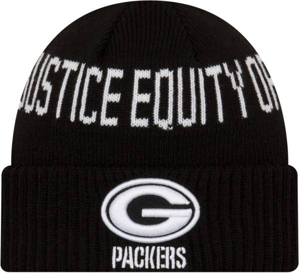 New Era Men's Green Bay Packers Social Justice Black Knit