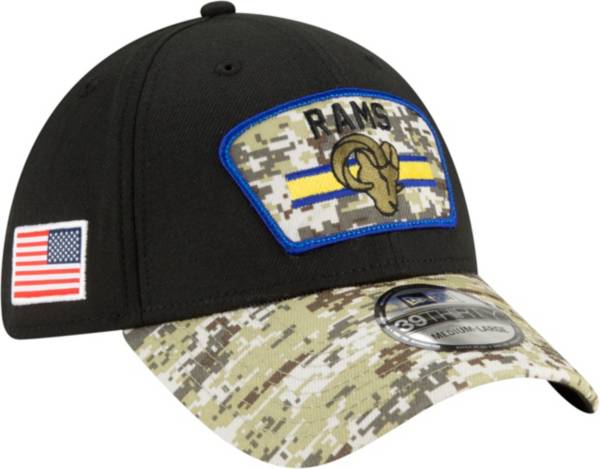 New Era Men's Los Angeles Rams Salute to Service 39Thirty Black Stretch Fit Hat