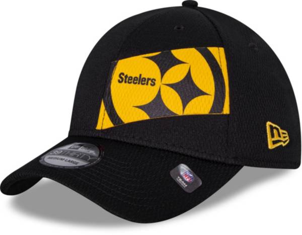 New Era Men's Pittsburgh Steelers Panel Crop 39Thirty Black Stretch Fit Hat