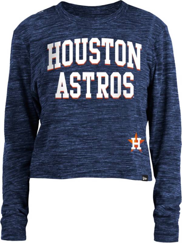 New Era Women's Houston Astros Blue Cropped Long Sleeve T-Shirt