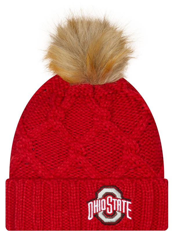 New Era Women's Ohio State Buckeyes Scarlet Lux Knit Pom Beanie