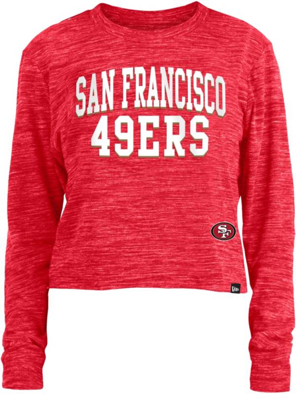 New Era Women's San Francisco 49ers Space Dye Red Long Sleeve Crop Top T-Shirt