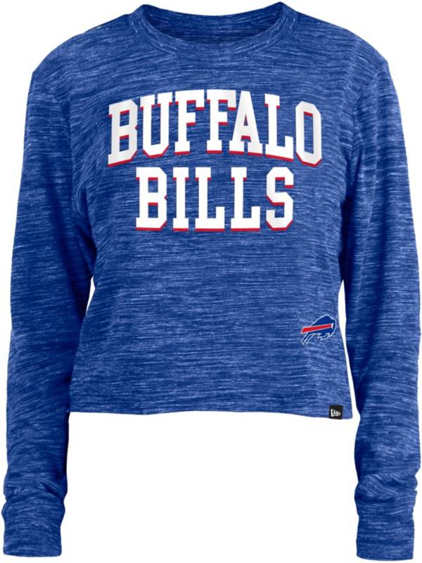 New Era Women's Buffalo Bills Space Dye Royal Long Sleeve Crop Top T-Shirt