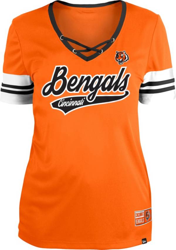 New Era Women's Cincinnati Bengals Orange Lace-Up V-Neck T-Shirt