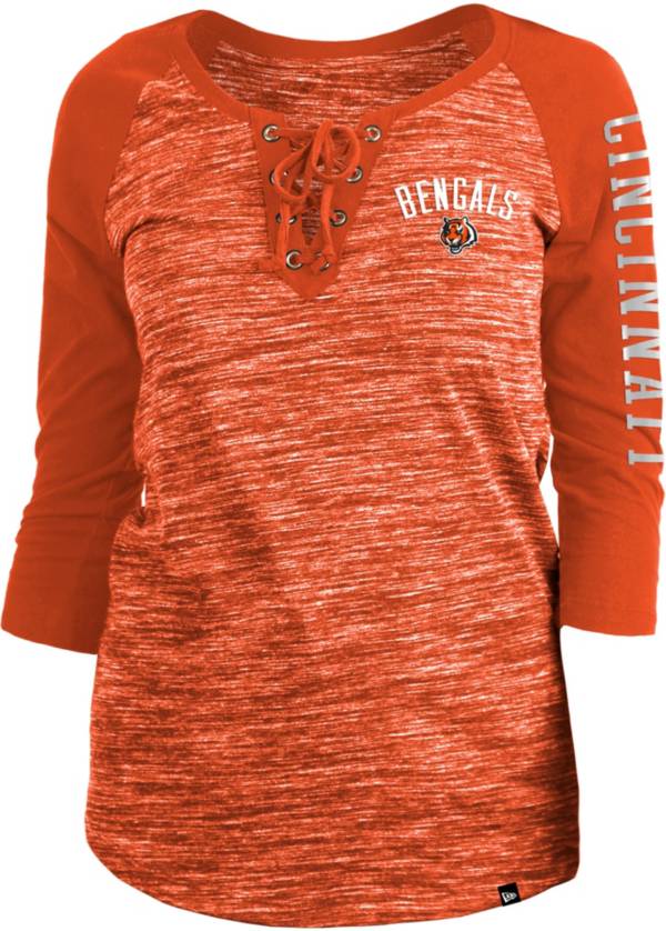 New Era Women's Cincinnati Bengals Space Dye Lace Orange Raglan Shirt