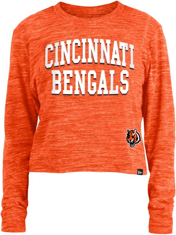 New Era Women's Cincinnati Bengals Space Dye Orange Long Sleeve Crop Top T-Shirt