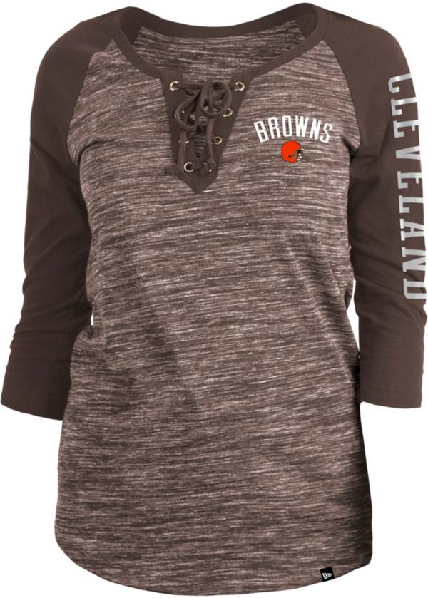 New Era Women's Cleveland Browns Space Dye Lace Brown Raglan Shirt