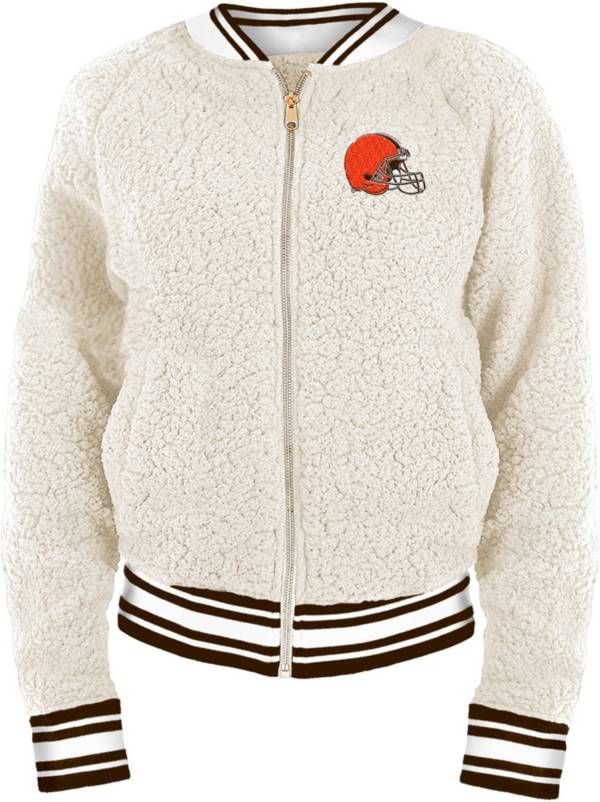 New Era Women's Cleveland Browns Sherpa White Full-Zip Jacket