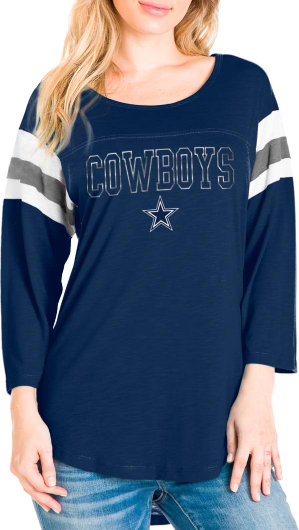 New Era Women's Dallas Cowboys Foil Slub Navy Raglan T-Shirt
