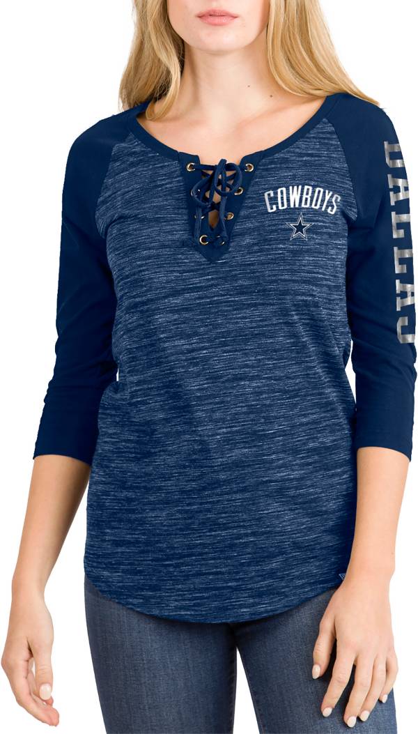 New Era Women's Dallas Cowboys Space Dye Lace Navy Raglan Shirt product image