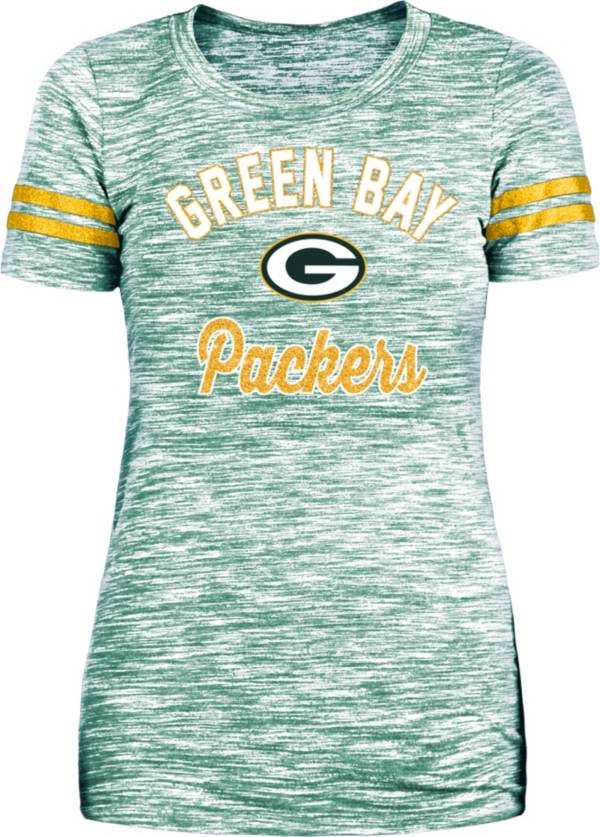 New Era Women's Green Bay Packers Space Dye Glitter T-Shirt