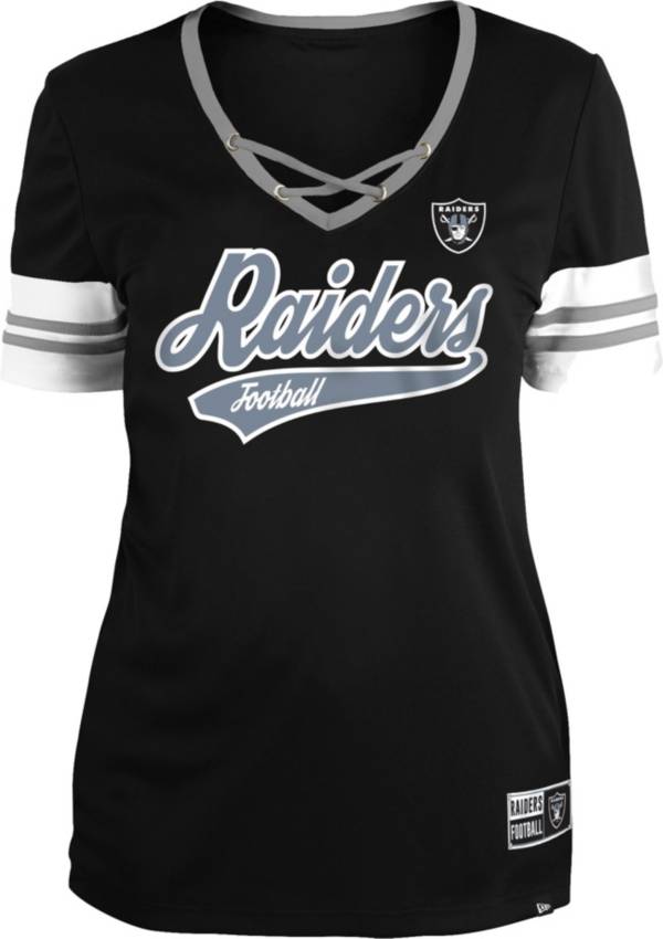 New Era Women's Las Vegas Raiders Black Lace-Up V-Neck T-Shirt