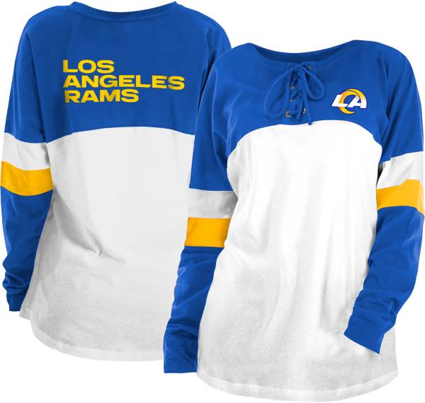 New Era Women's Los Angeles Rams Lace Up Raglan Royal Long Sleeve T-Shirt