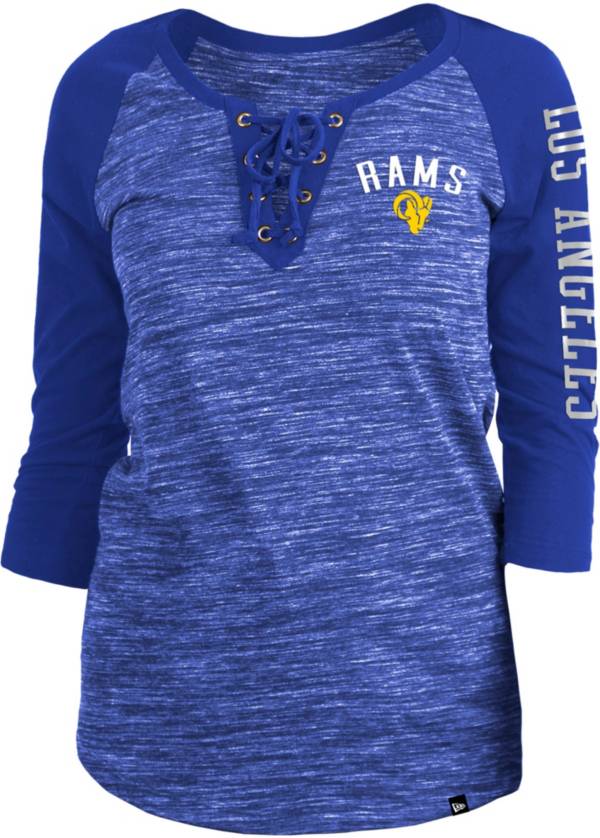 New Era Women's Los Angeles Rams Space Dye Lace Blue Raglan Shirt