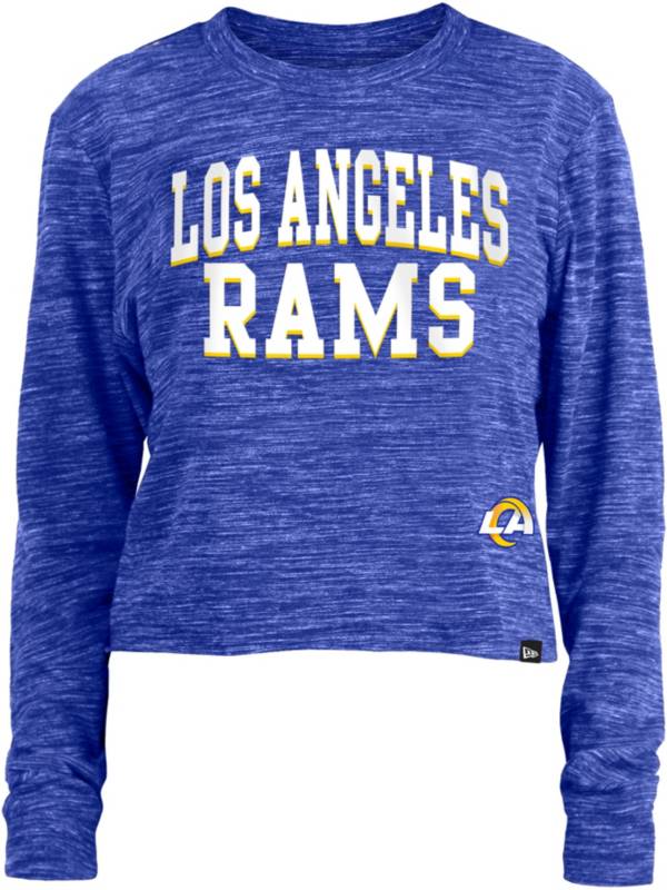 New Era Women's Los Angeles Rams Space Dye Blue Long Sleeve Crop Top T-Shirt