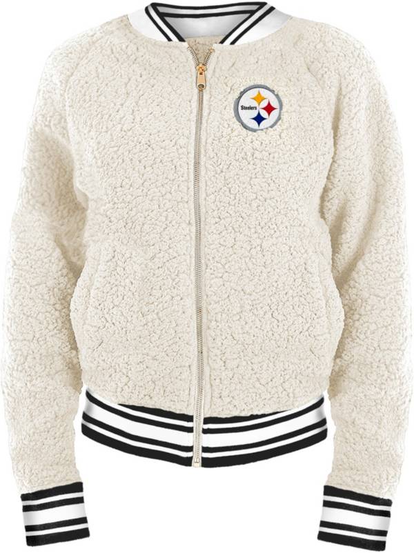 New Era Women's Pittsburgh Steelers Sherpa White Full-Zip Jacket