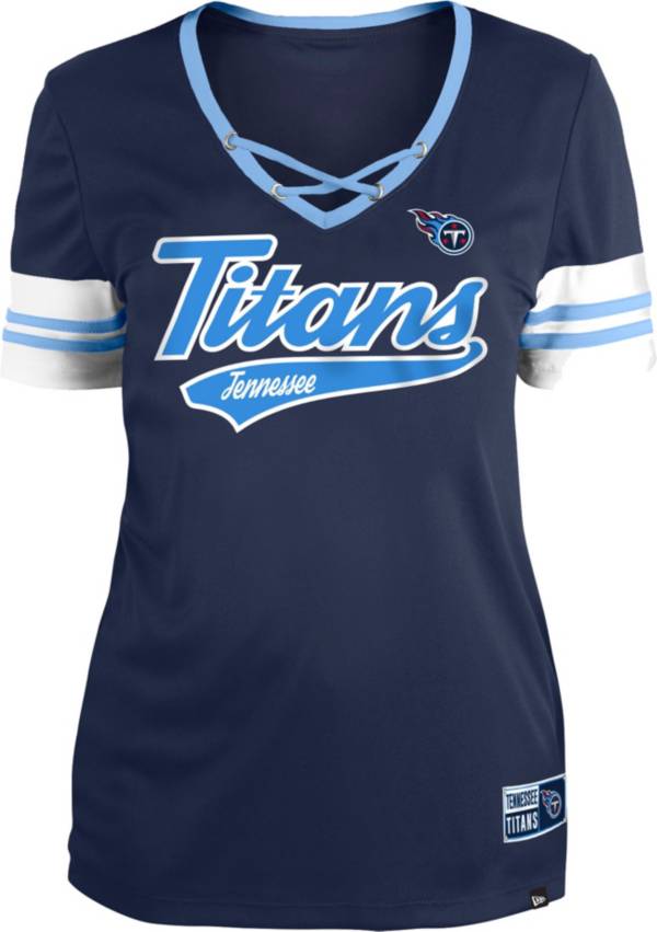 New Era Women's Tennessee Titans Navy Lace-Up V-Neck T-Shirt