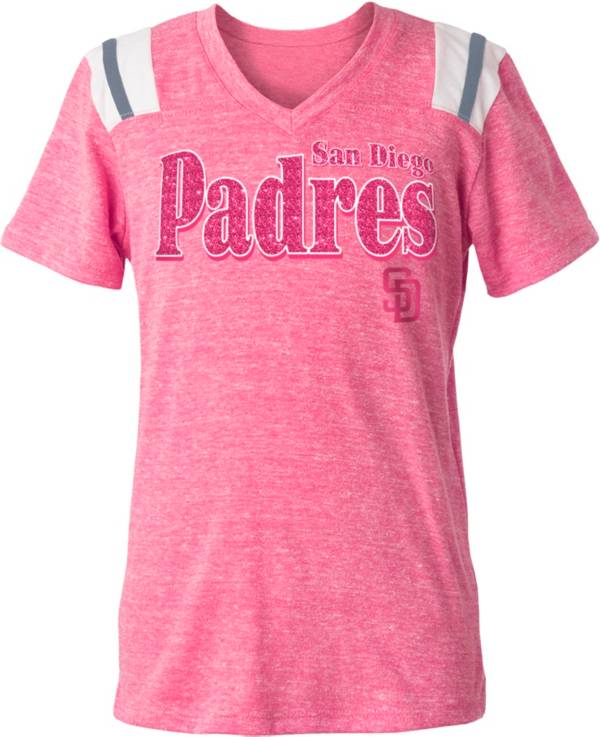 New Era Women's San Diego Padres Pink Heathered V-Neck T-Shirt