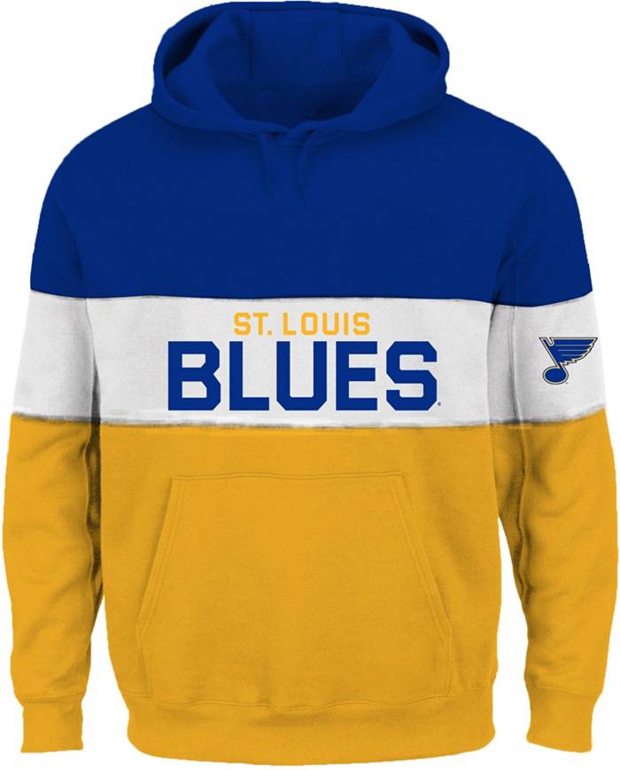 Men's Fanatics Branded Blue/Gold St. Louis Blues Big & Tall Colorblock Fleece Hoodie, Size: 2XLT