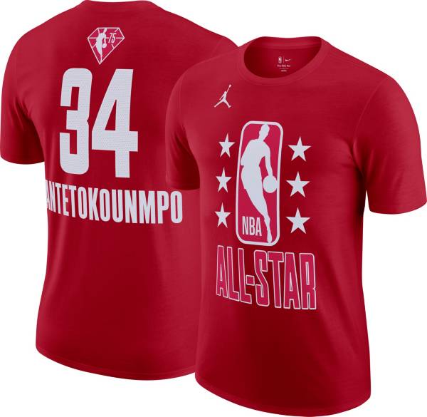 Jordan Adult 2022 NBA All-Star Game Giannis Antetokounmpo #34 Red Player T-Shirt