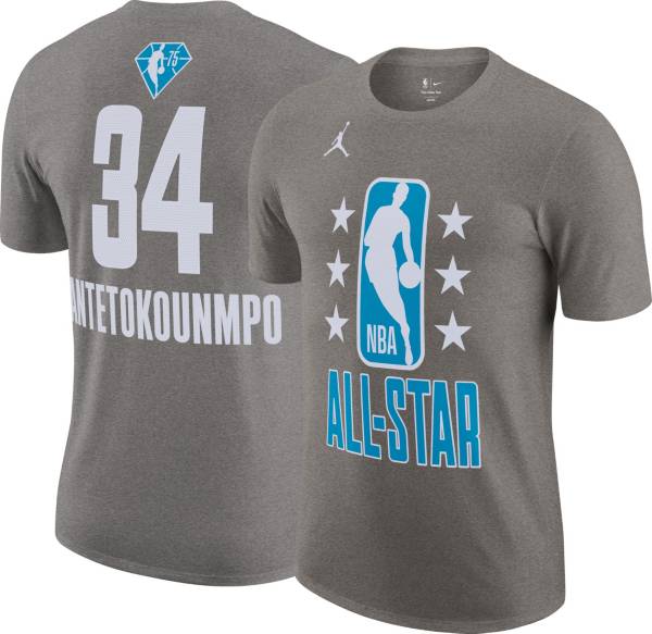 Jordan Adult 2022 NBA All-Star Game Giannis Antetokounmpo #34 Gray Player T-Shirt