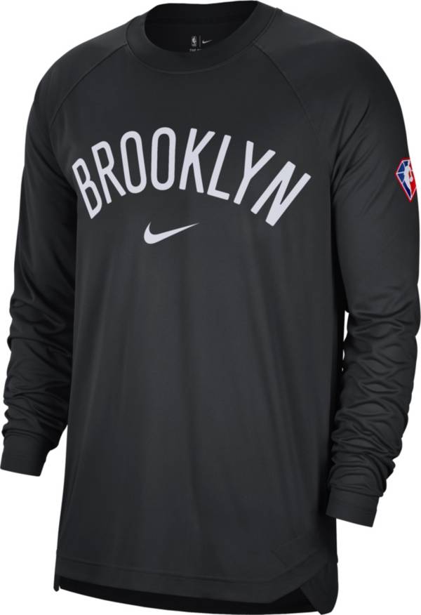 Nike Adult Brooklyn Nets Black Long Sleeve Pre-Game Crewneck