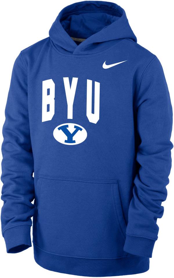 Nike Youth BYU Cougars Blue Club Fleece Wordmark Pullover Hoodie