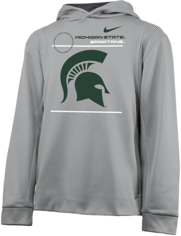 Nike Youth Michigan State Spartans Grey Therma Football Sideline Pullover Hoodie