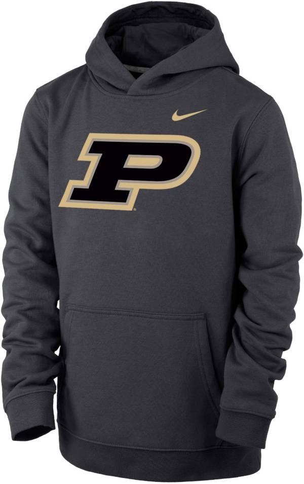 Nike Youth Purdue Boilermakers Grey Club Fleece Pullover Hoodie