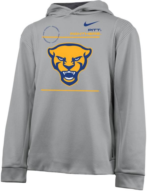 Nike Youth Pitt Panthers Grey Therma Football Sideline Pullover Hoodie