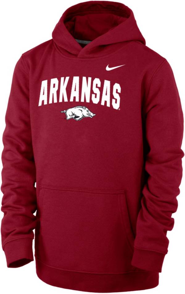 Nike Youth Arkansas Razorbacks Cardinal Club Fleece Wordmark Pullover Hoodie