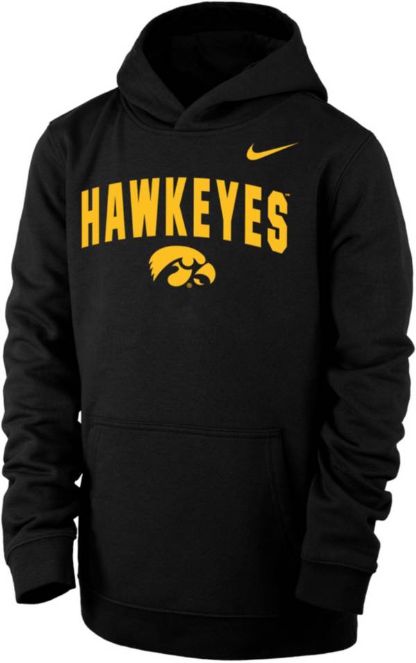 Nike Youth Iowa Hawkeyes Club Fleece Wordmark Pullover Black Hoodie product image