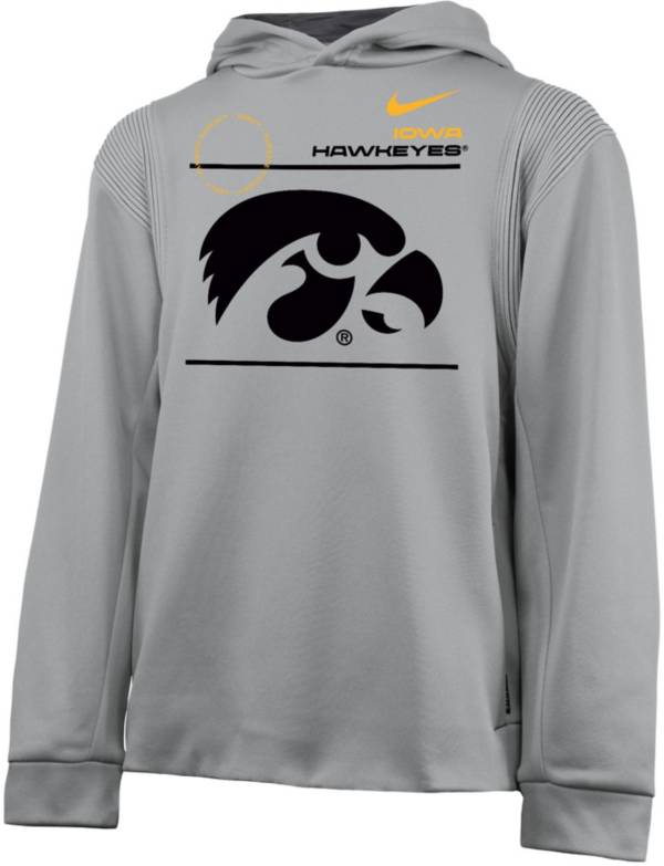 Nike Youth Iowa Hawkeyes Grey Therma Football Sideline Pullover Hoodie