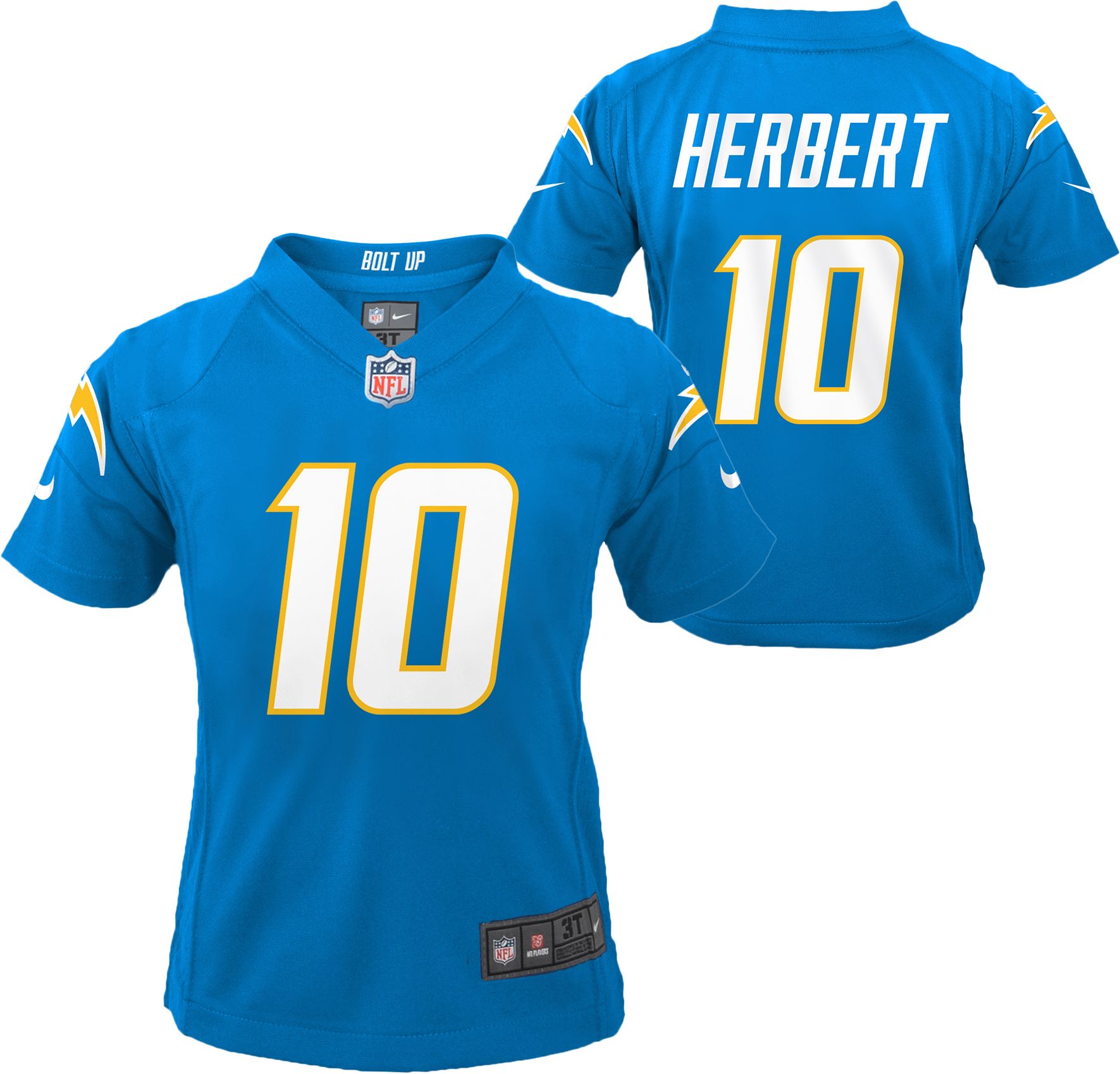Nike Youth Los Angeles Chargers Justin Herbert #10 Atmosphere Game Jersey - Grey - S Each