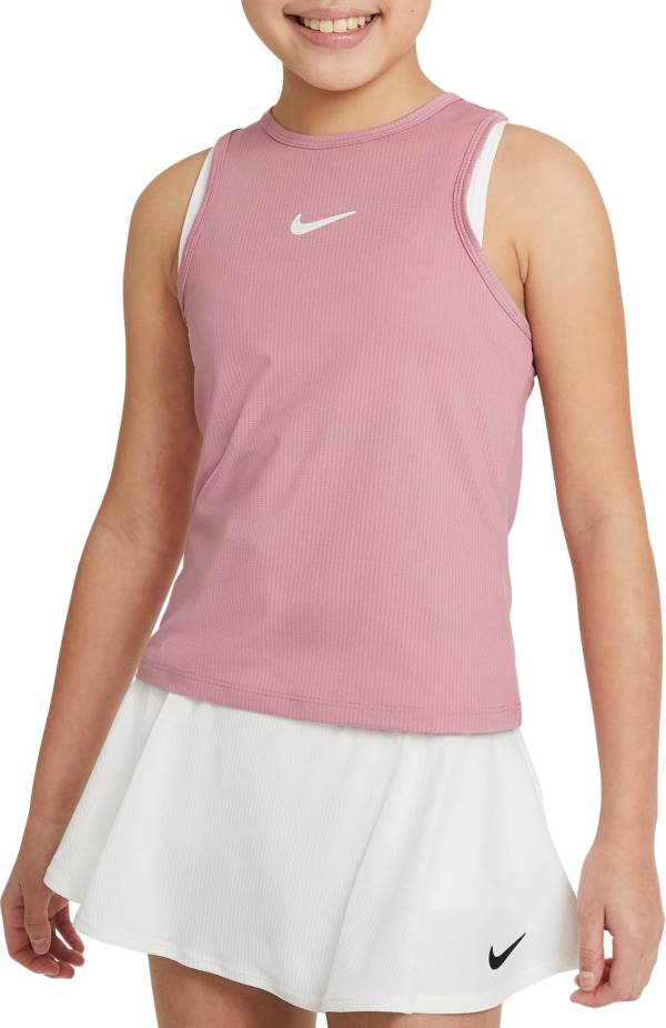 Nike Dri-FIT One Girl's Tennis Tank - Playful Pink/White