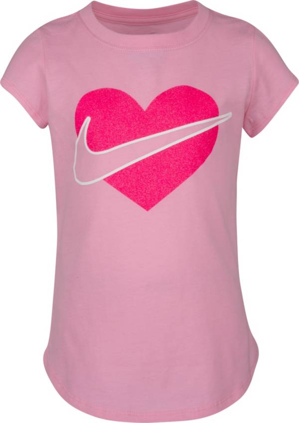 Pink nike best sale swoosh shirt