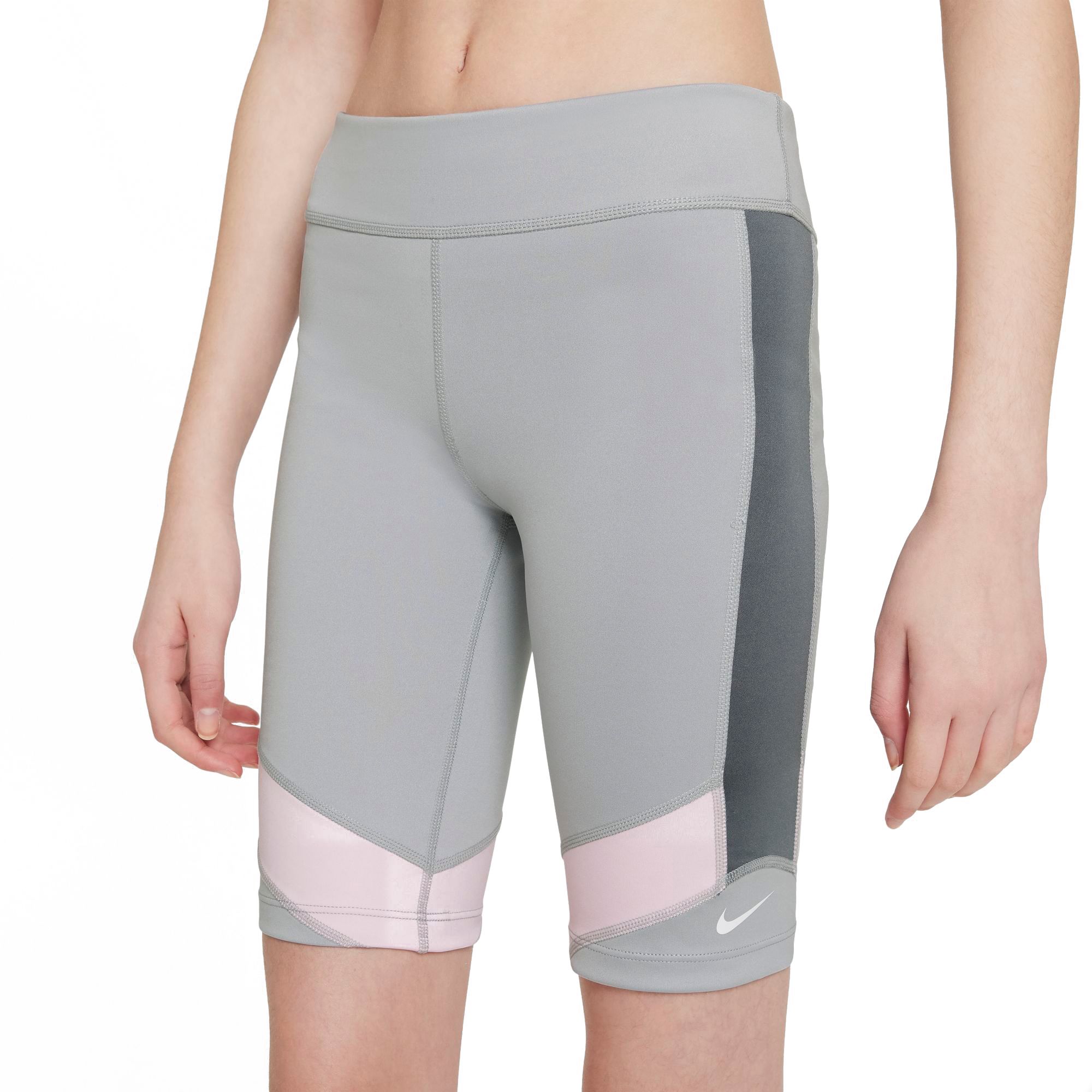 Nike One Girls' Dri-Fit Bike Shorts, Small, Gray